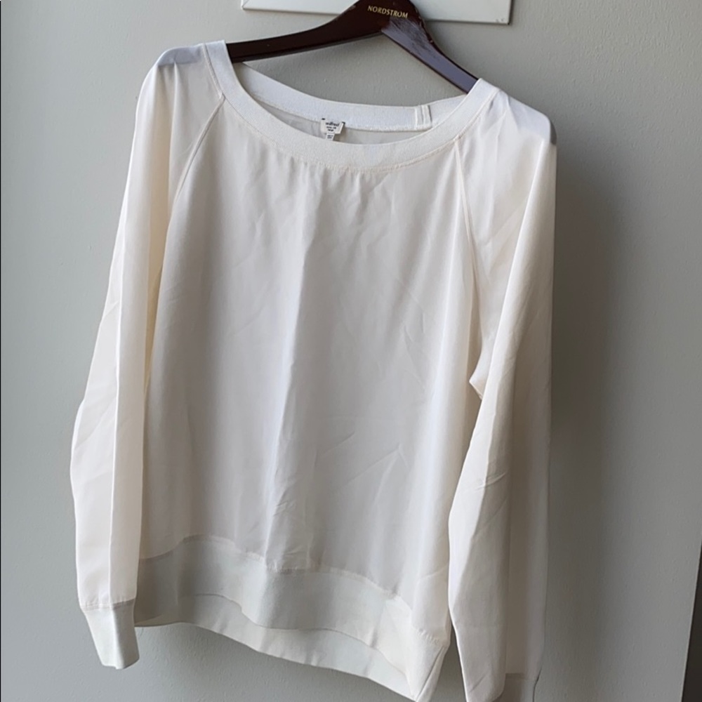 White silk pullover blouse